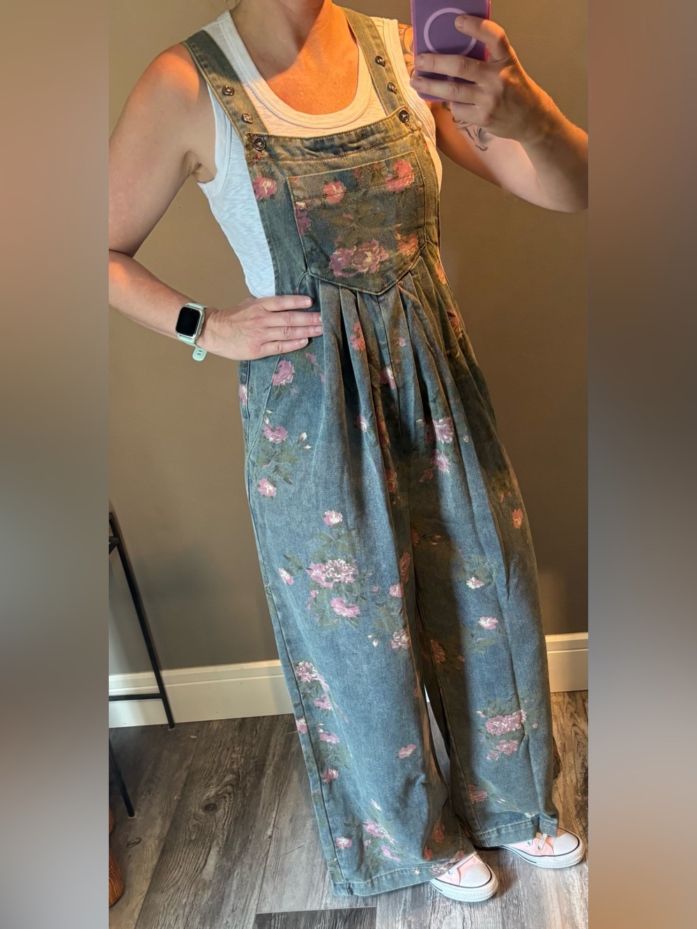 Floral Wide-Leg Women's Overalls